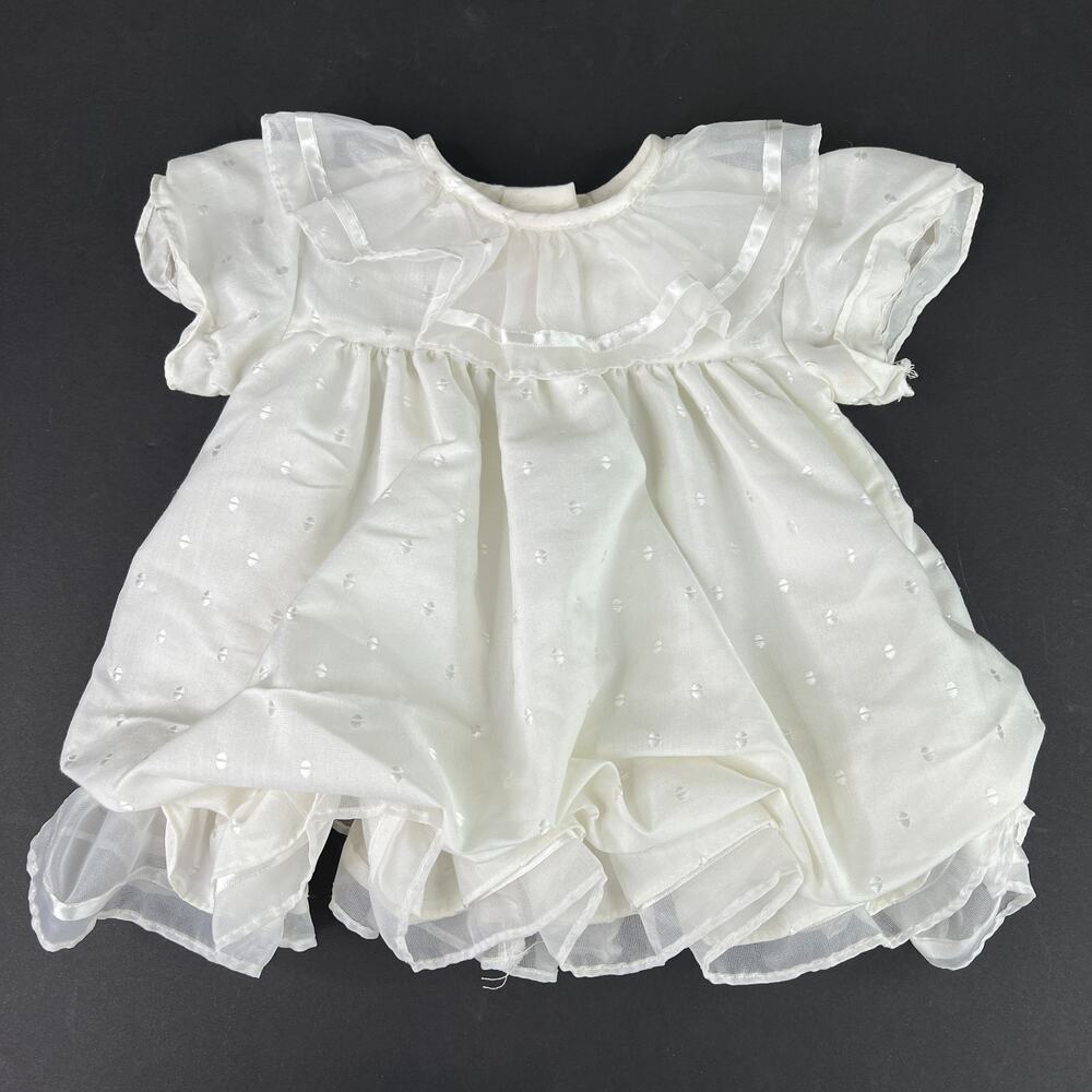 Vintage 80s White Bubble Ruffle Dress Smocked Special Occasion Baby 6-9 Months